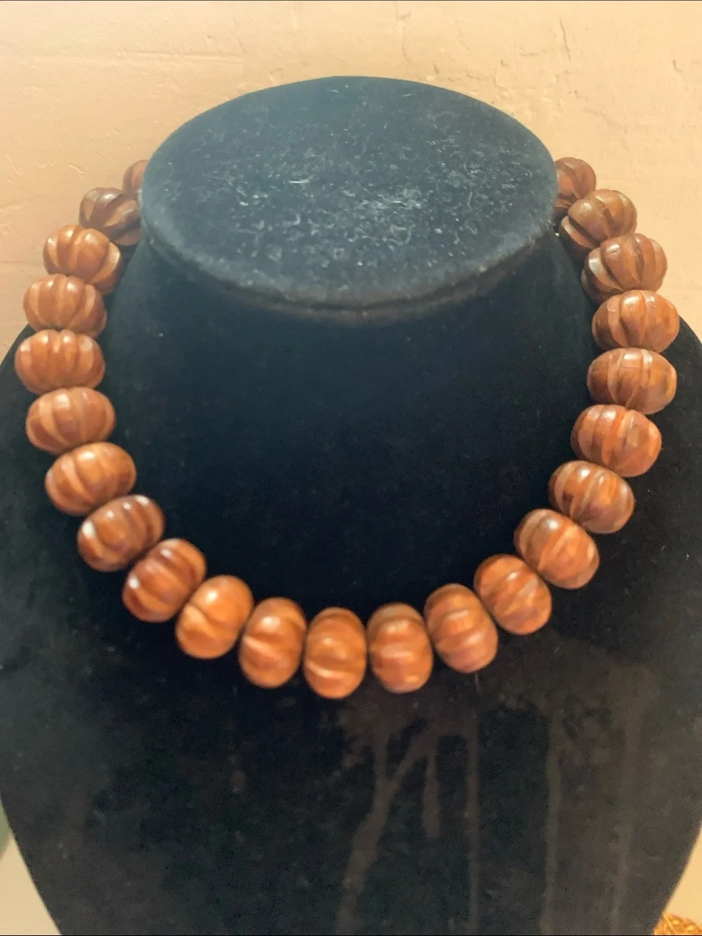 Vintage 60/70s Chunky Wood Bead Necklace - Brown